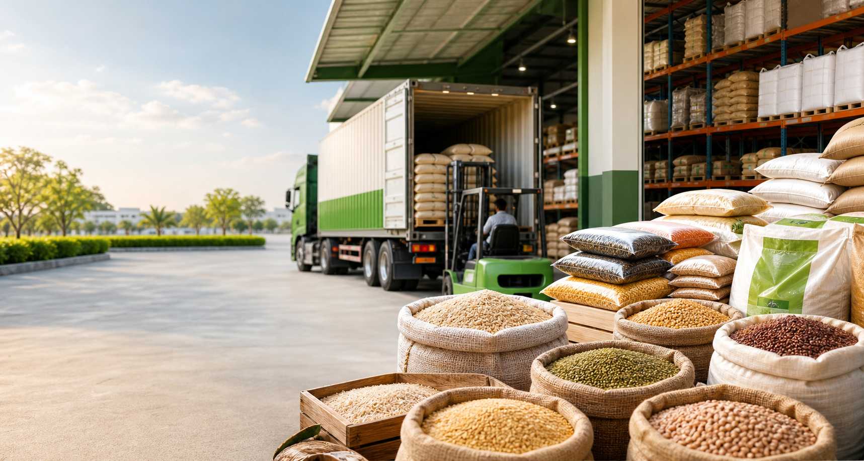 Organized agro products and logistics in a modern distribution warehouse